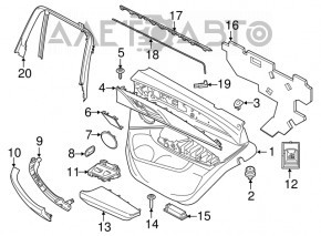 Capacul ușii, cartela din spate dreapta pentru BMW X3 G01 18-21, piele ecologică, negru