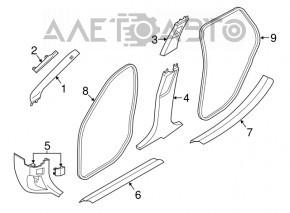 Capac pentru centura superioară stâlp central stânga BMW X1 F48 16-22 gri închis nou original OEM