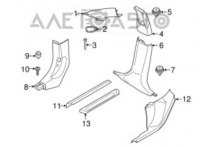 Capac prag interior fata stanga BMW X3 G01 18-21 negru