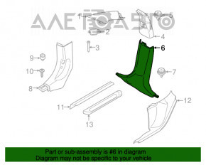 Capacul stâlpului central, partea de jos, stânga, BMW X3 G01 18-21, negru