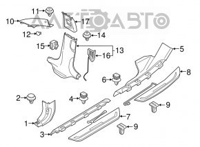 Decorație stâlp dreapta sus BMW 5 G30 17-20 negru, zgârieturi