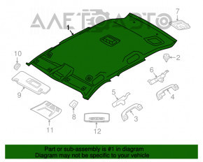 Acoperirea plafonului BMW X1 F48 16-22 gri închis fără panoramă