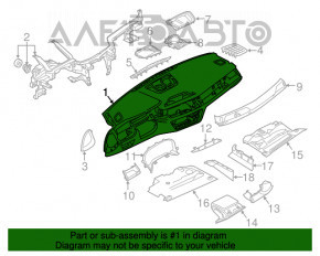 Torpedo panou frontal fără AIRBAG BMW 7 G11 G12 16-19 piele, pentru proiecție, negru-bej, pentru tapițare