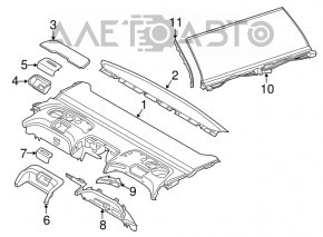 Полка задняя BMW 7 G11 G12 16-22 черная, под шторку, Harman Kardon, выцвела ткань