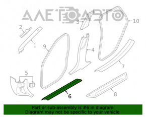 Capacul pragului interior frontal stânga BMW X1 F48 16-22 negru, zgârieturi