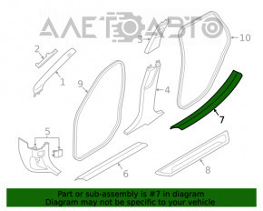 Capacul pragului interior din spate dreapta pentru BMW X1 F48 16-22, negru