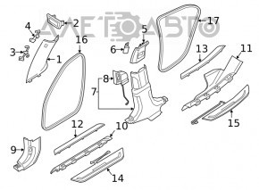 Capac prag exterior fata stanga BMW 7 G11 G12 16-22 crom cu iluminare, incalzire, crom util