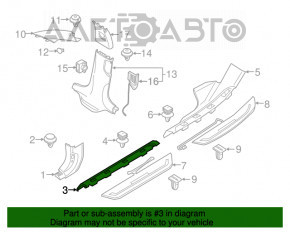 Capacul pragului interior din față dreapta pentru BMW 5 G30 17-23, negru