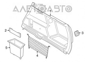 Capacul arcului drept BMW X1 F48 16-22 negru sub buzunar.