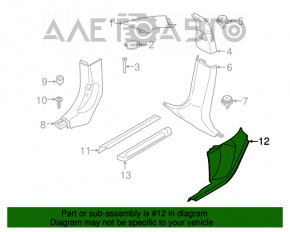 Capacul pragului interior din spate dreapta pentru BMW X3 G01 18-21, negru