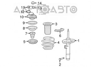 Amortizorul din față dreapta pentru Honda Accord 18-22, nou, original OEM.