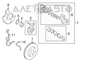 Placă de frână față dreapta Hyundai Sonata 11-15 300/28mm ruginită.