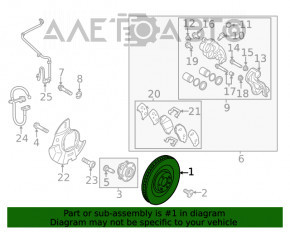 Placă de frână față dreapta Hyundai Santa FE 19-20 AWD 320/28mm, ruginită