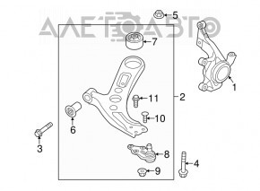 Butucul roții față dreapta Kia Soul 14-19 cu capac de protecție.