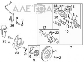 Capacul discului de frână din față dreapta Hyundai Santa FE Sport 17-18 restyled