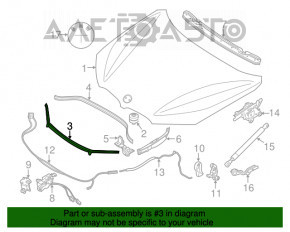 Garnitura capotei pe bara de protecție pentru BMW X1 F48 16-22, nou, original OEM