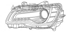 Farul din față dreapta asamblat Chrysler 300 11-14, faruri xenon luminoase