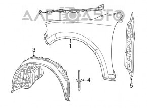 Garnitură aripă capotă - aripă dreapta Dodge Durango 11-17