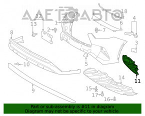 Grila bara fata dreapta Toyota Highlander 20- sub faruri de ceata noua OEM originală