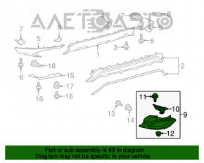 Capacul de evacuare dreapta Lexus RX350 16-19 zgârieturile