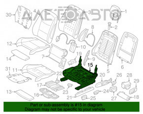 Scaun șofer BMW 3 F30 12-18 cu airbag, electric cu memorie, piele neagră.