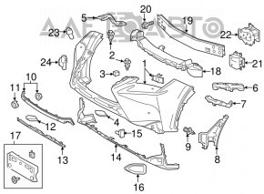 Bara fata goala Lexus NX200t NX300h 15-17 de baza fara senzori de parcare, cu spalator de faruri