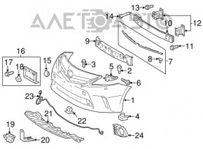 Capacul de tractare a cârligului de remorcare din partea dreapta a bara de protecție față Toyota Prius V 12-14 pre-restilizare.