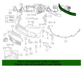 Усилитель переднего бампера Lexus IS 14-16 дорест