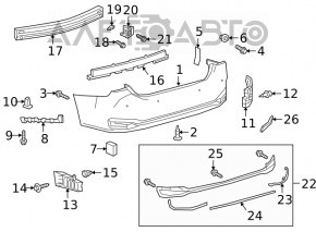 Усилитель заднего бампера Toyota Camry v70 18-24 алюминий