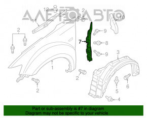 Garnitură aripă ușă - aripă dreapta Mitsubishi Outlander 14-21 plastic