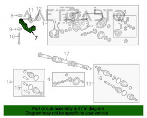 Suportul diferențialului spate al reductorului Toyota Highlander 14-19 3.5