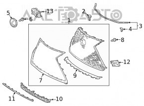 Moldura buzei bara fata centrala Lexus NX300 18-21 F-sport