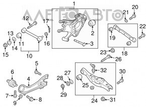 Цапфа задняя левая Hyundai Santa FE Sport 17-18 рест FWD