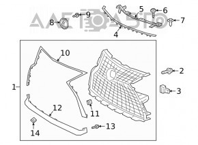 Grila radiatorului asamblată pentru Lexus RX350 RX450h 20- fără senzori de parcare