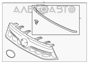 Grila radiatorului asamblată Toyota Highlander 11-13 hibrid