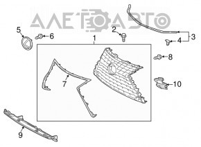 Grila radiatorului Lexus NX300 NX300h 18-19 Base, cu senzori de parcare, nou, neoriginal.