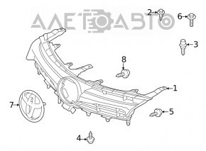 Grila radiatorului Toyota Camry v55 15-17 SUA hibrid nou original