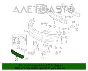 Grila inferioară a bara de protecție față pentru Lexus GS300 GS350 GS430 GS450h 06-07 este ruptă în grilă, lipsește un fragment