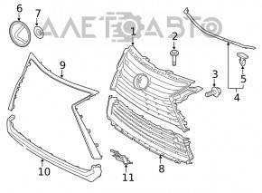 Grila bara fata Lexus RX350 RX450h 16-19 EUR cu senzori de parcare nou OEM original