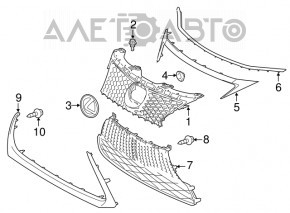 Grila inferioară a barei față pentru Lexus CT200h 14-17 restilizat F-sport, nou, TW, neoriginal