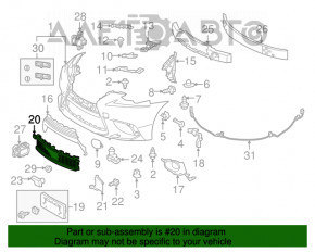 Grila inferioară a bara față Lexus IS 14-16 pre-restilizare cu capace de protecție, zgârieturi