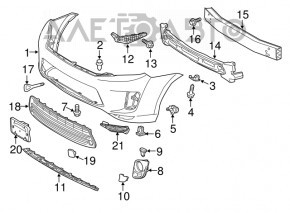 Grila inferioară a bara din față stânga Toyota Highlander 11-13 hibrid.