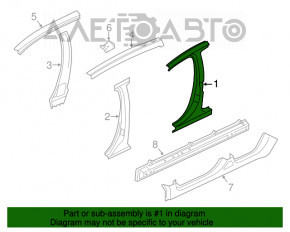 Bara caroseriei centrală dreapta Mitsubishi Outlander 14-21 albastru D14, pe caroserie, bare