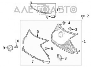 Grila radiatorului frontal pentru Lexus NX300 18-21 cu emblema, sub radar, nisip.