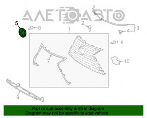 Grila radiatorului din față a modelului Lexus NX300h 18-21 cu emblema sub radar.