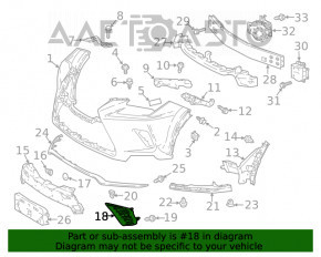 Grila bara fata dreapta Lexus NX300 18-21 F-sport, cu senzor de parcare.