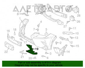 Grila bara fata dreapta Lexus NX300 NX300h 18-21 Base, cu loc pentru lumini de ceata, cu ornamente cromate, nou, original OEM