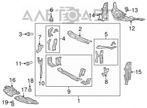 Deflectorul radiatorului stânga Toyota Camry v55 15-17 SUA, suport rupt