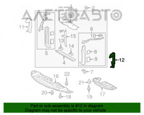 Deflectorul radiatorului stânga pentru Toyota Sienna 11-14 3.5 este rupt, suportul este rupt.