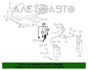 Рычаг с зажимом замка капота Lexus RX300 RX330 RX350 RX400h 04-09 OEM